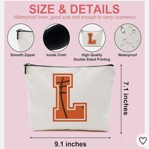 Orange Initial L Cosmetic Bag